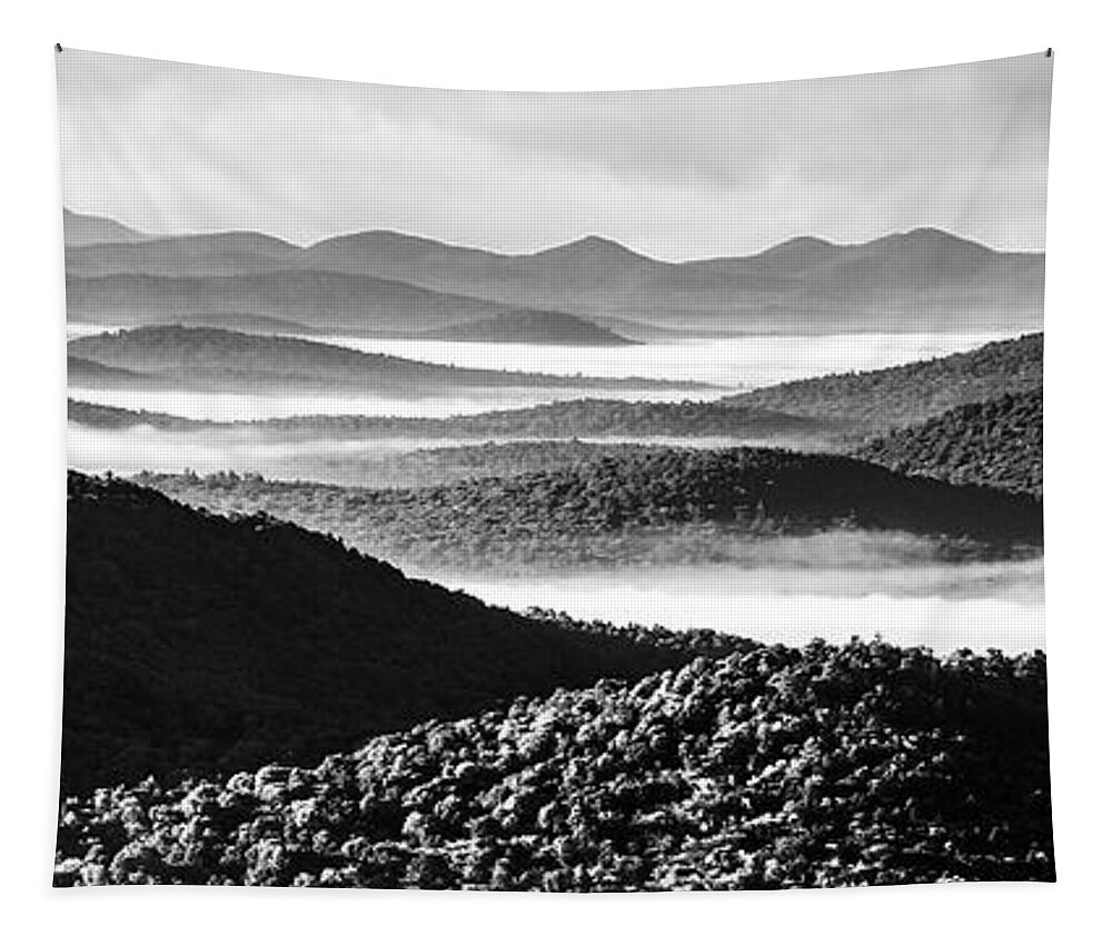 Adirondack Mountains Tapestry featuring the photograph Adirondacks in Black and White by Tony Beaver
