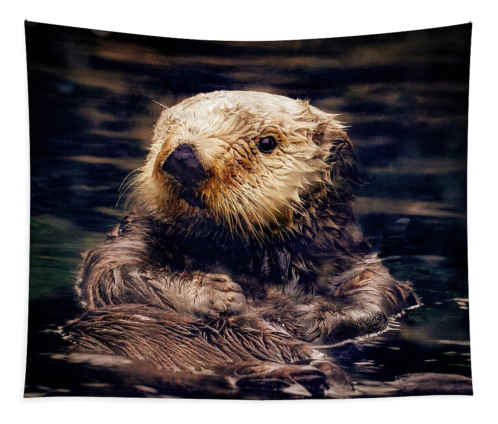 Jean Noren Tapestry featuring the photograph Adorable Sea Otter by Jean Noren