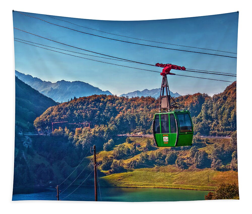 Switzerland Tapestry featuring the photograph Aerial Cableway by Hanny Heim