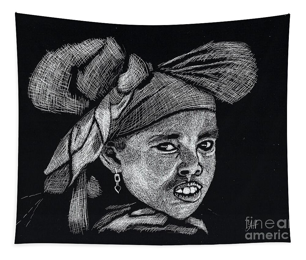 African Tapestry featuring the digital art African girl by Yenni Harrison