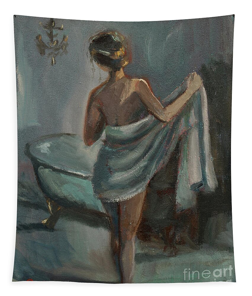 Woman Tapestry featuring the painting After The Bath by Jennifer Beaudet