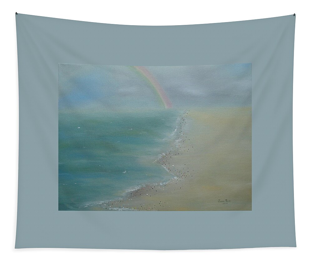 Rainbow Tapestry featuring the painting After The Rain by Judith Rhue