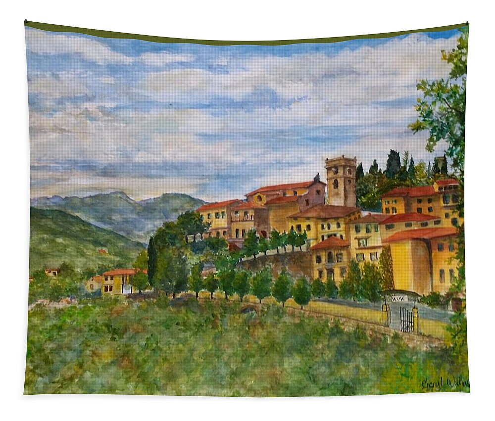 Europe Tapestry featuring the painting Afternoon in Tuscany by Cheryl Wallace
