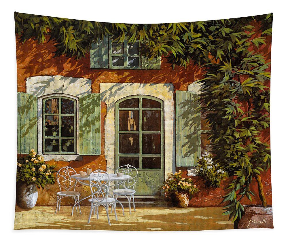 Landscape Tapestry featuring the painting Al Fresco In Cortile by Guido Borelli