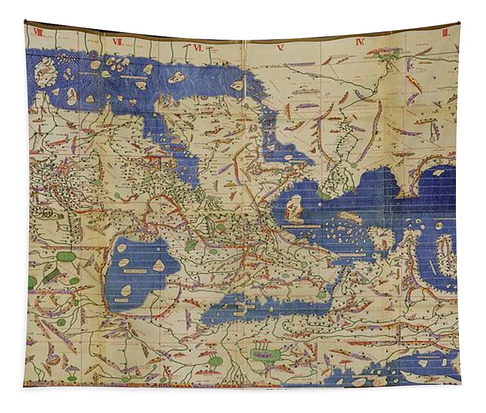 1100s Tapestry featuring the photograph Al Idrisi World Map 1154 by SPL and Photo Researchers