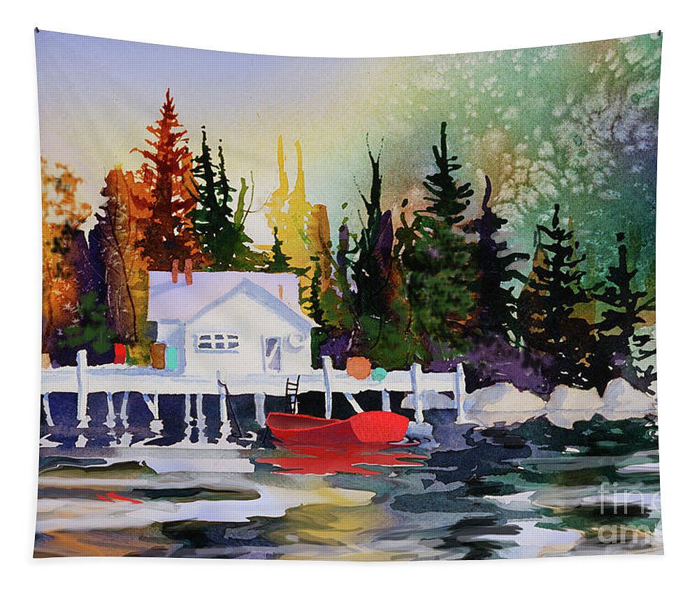 Alaska Dock Tapestry featuring the painting Alaska Dock by Teresa Ascone