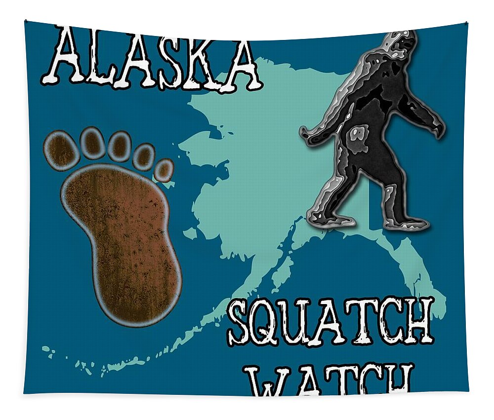 Alaska Tapestry featuring the digital art Alaska Squatch Watch by David G Paul