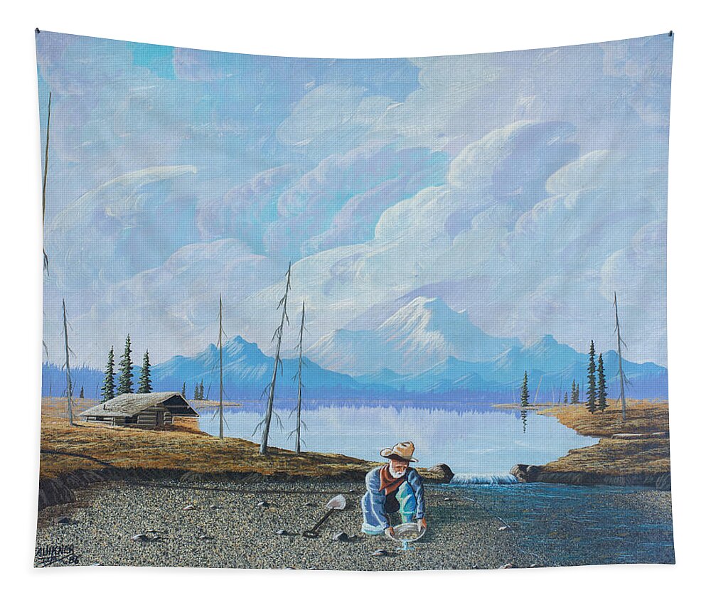 Mountain Landscape Tapestry featuring the painting Alaskan ATM by Richard Faulkner