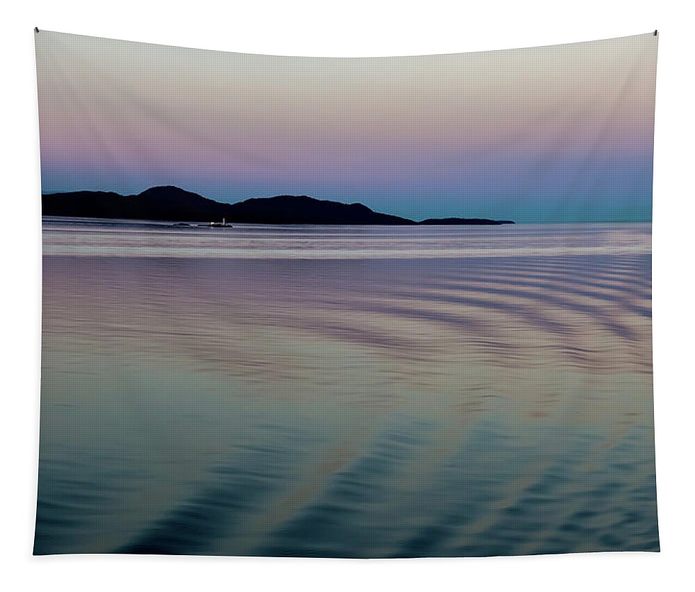 Water Tapestry featuring the photograph Alaskan Sunset at Sea by Ed Clark