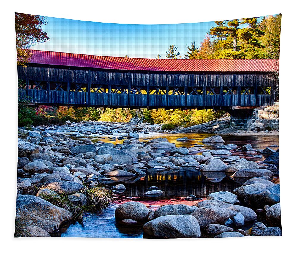 #jefffolger #vistaphotography Tapestry featuring the photograph Albany covered Bridge reflection by Jeff Folger