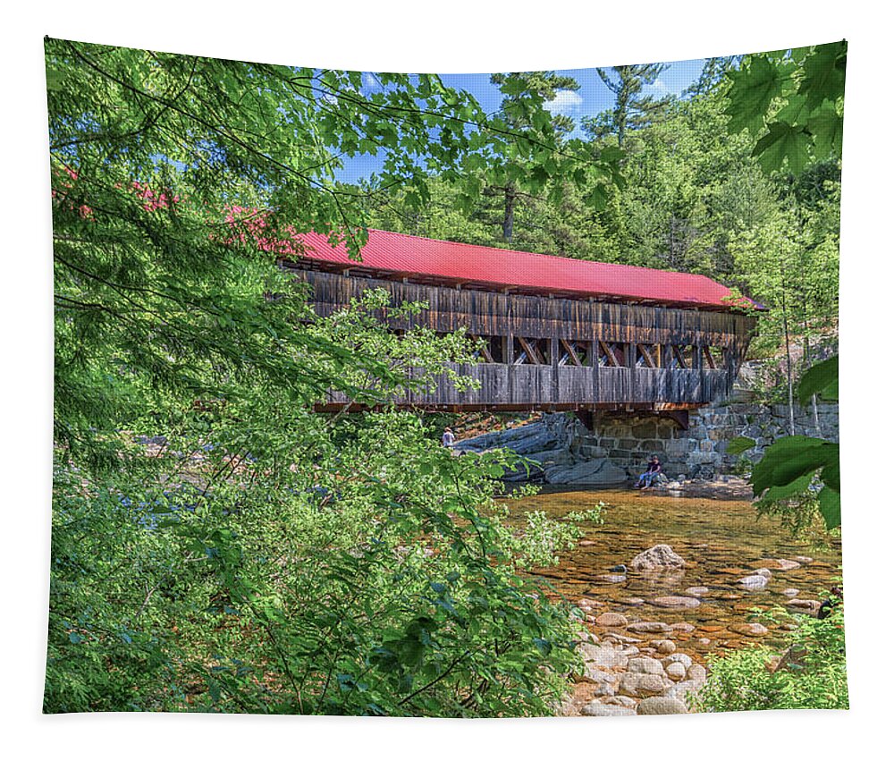 Albany Covered Bridge Through The Trees Tapestry featuring the photograph Albany Covered Bridge Through The Trees by Brian MacLean