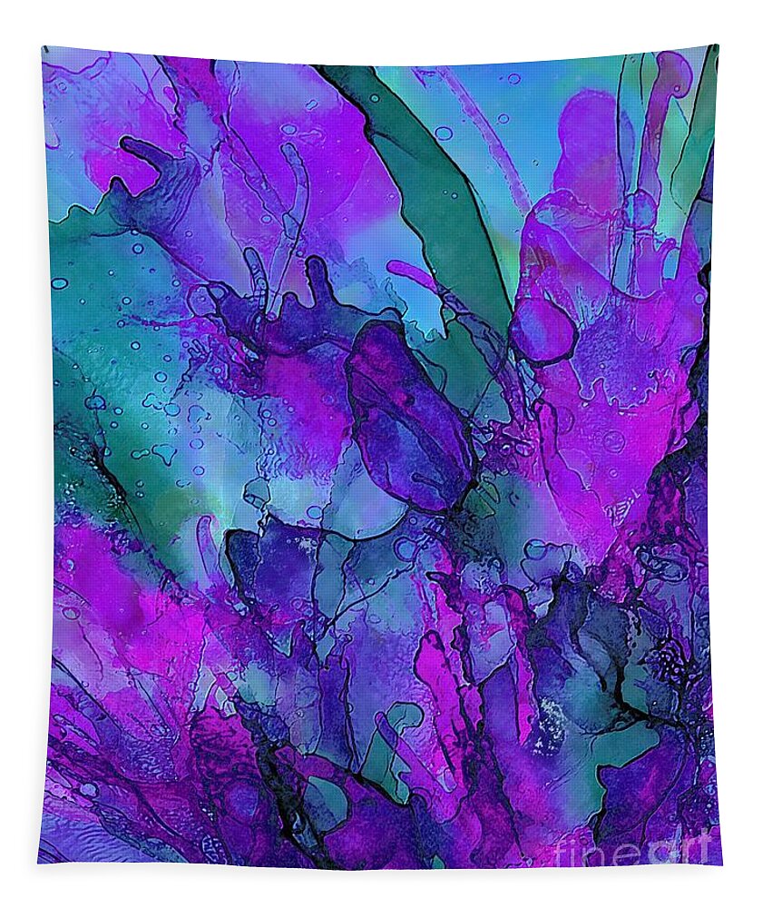 Abstract Tapestry featuring the painting Alcohol Ink Flowers 2 by Klara Acel