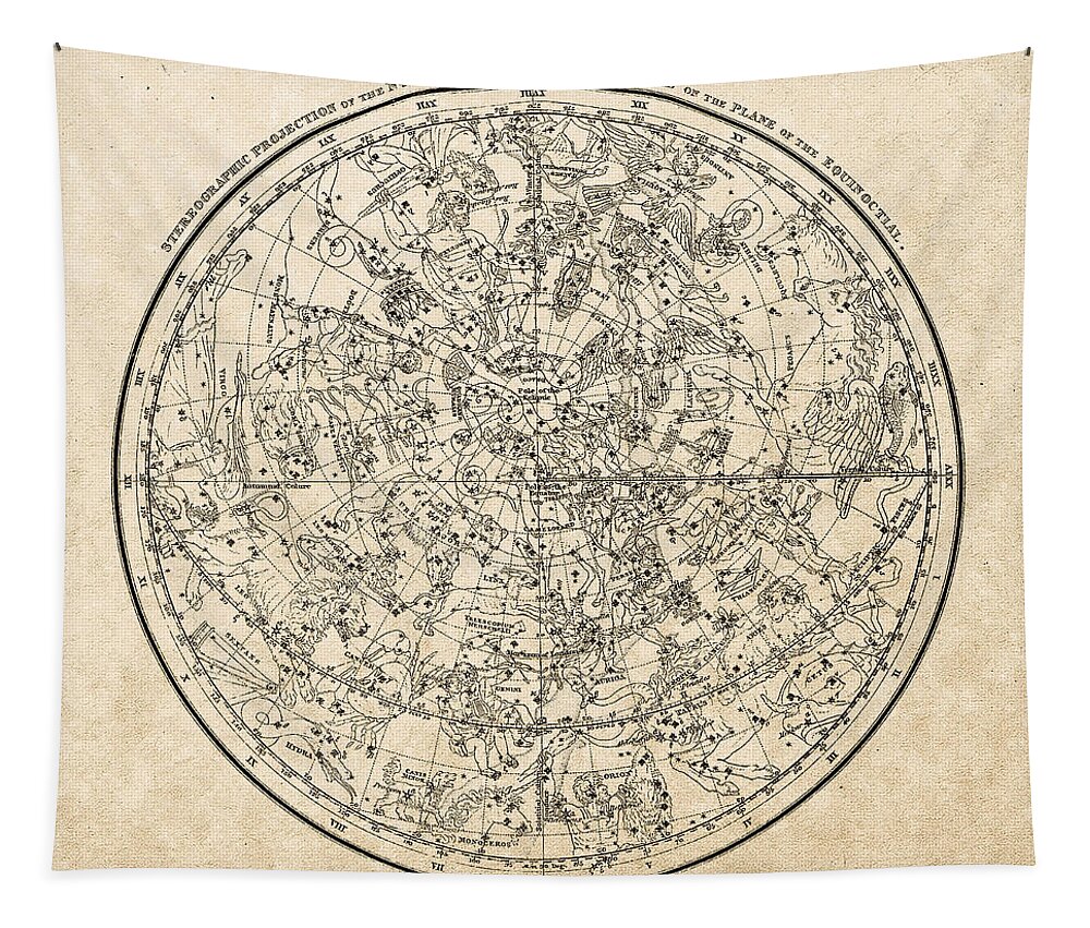 ‘celestial Maps’ Collection By Serge Averbukh Tapestry featuring the digital art Alexander Jamieson's Celestial Atlas - Northern Hemisphere by Serge Averbukh