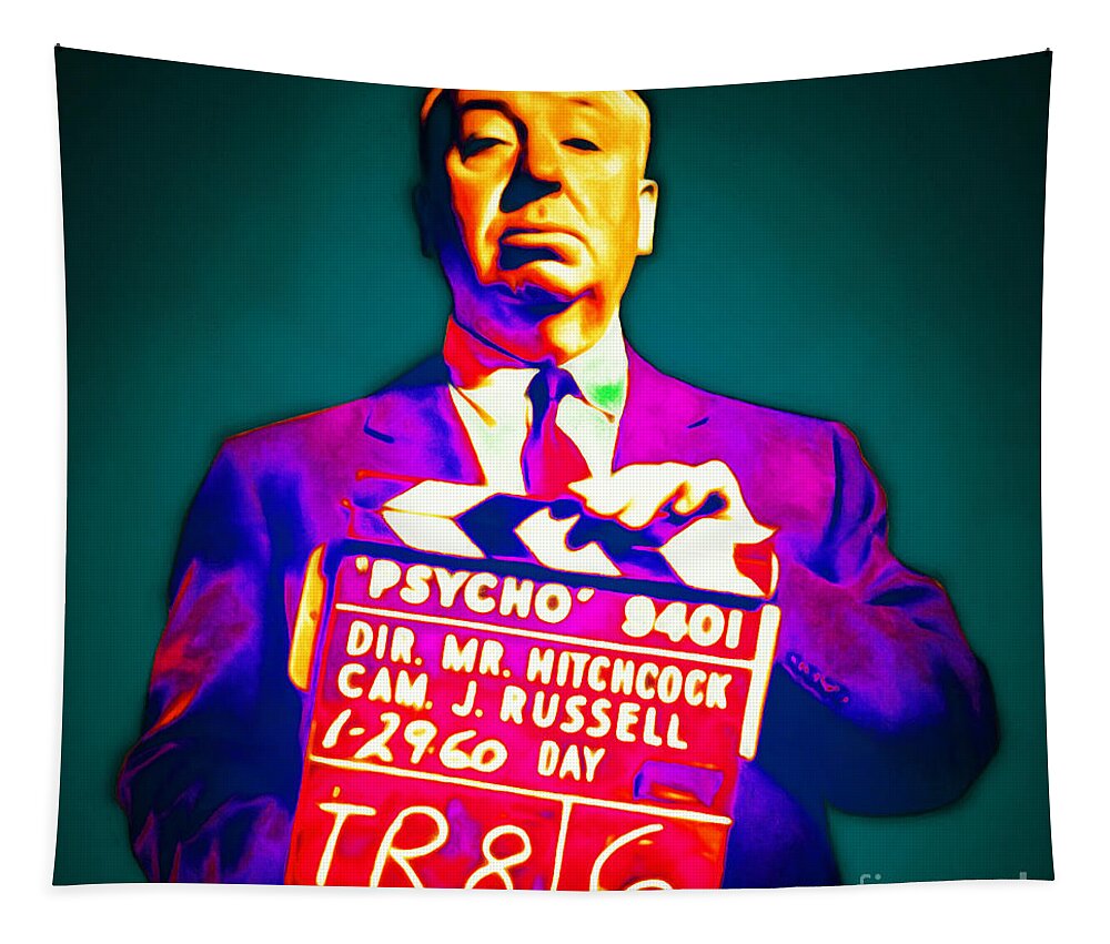 Wingsdomain Tapestry featuring the photograph Alfred Hitchcock Psycho 20151218 square by Wingsdomain Art and Photography