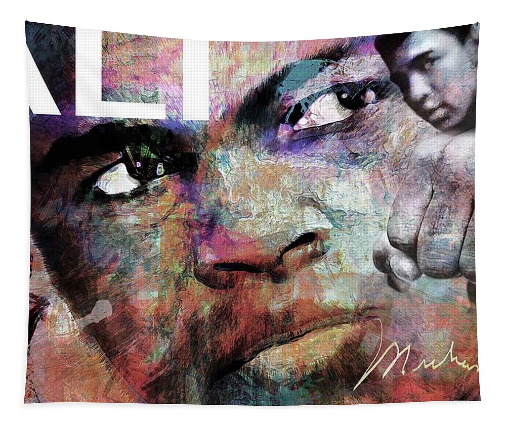 Muhammed Ali Tapestry featuring the digital art Ali by Mal Bray