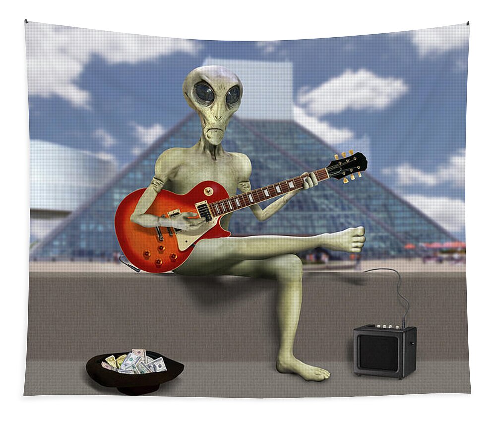 Aliens Tapestry featuring the photograph Alien Guitarist 3 by Mike McGlothlen