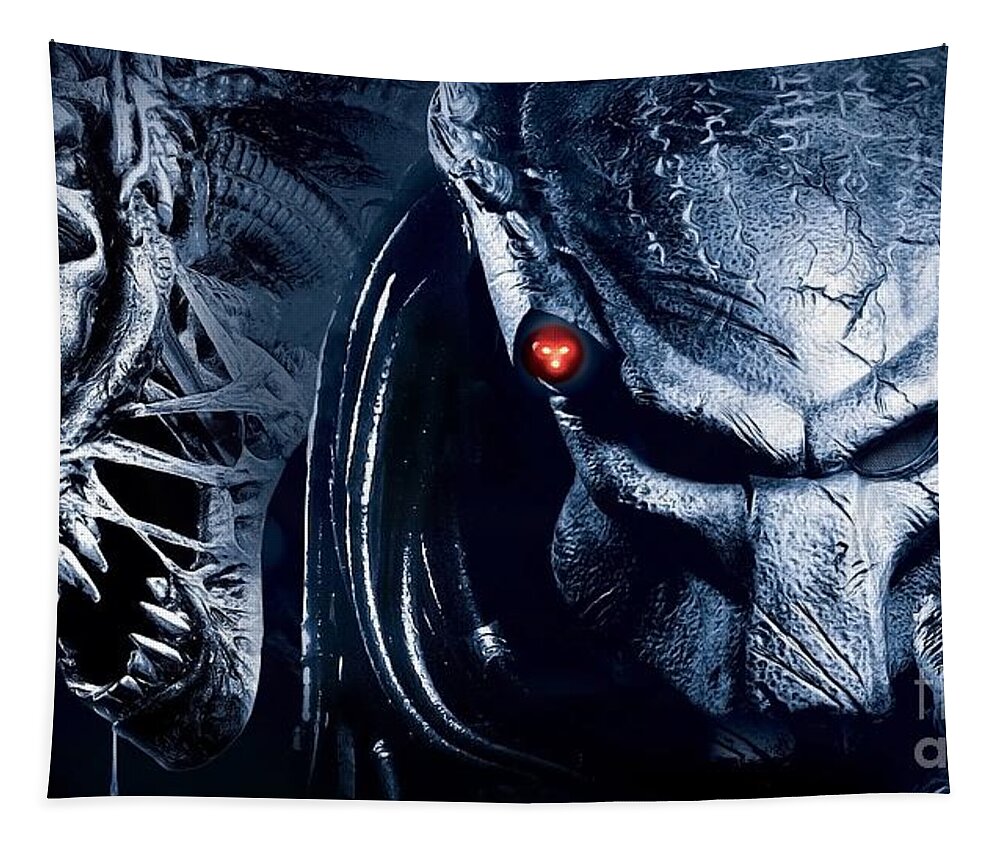 Alien Tapestry featuring the painting Alien vs Predator by Jonas Luis