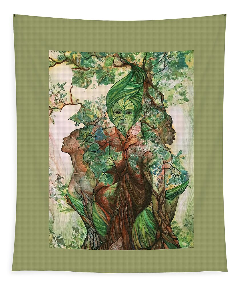 Nature Tapestry featuring the drawing Living Tree by Bernadett Bagyinka