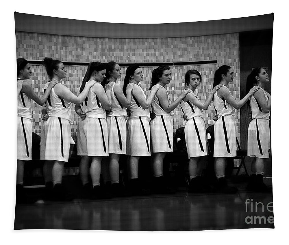 Girls Basketball Tapestry featuring the photograph Allegiance - Monochrome by Frank J Casella