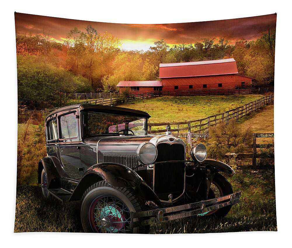 1928 Tapestry featuring the photograph Along the Fences at Sunset by Debra and Dave Vanderlaan