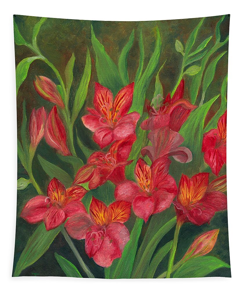 Flower Tapestry featuring the painting Alstroemeria by FT McKinstry