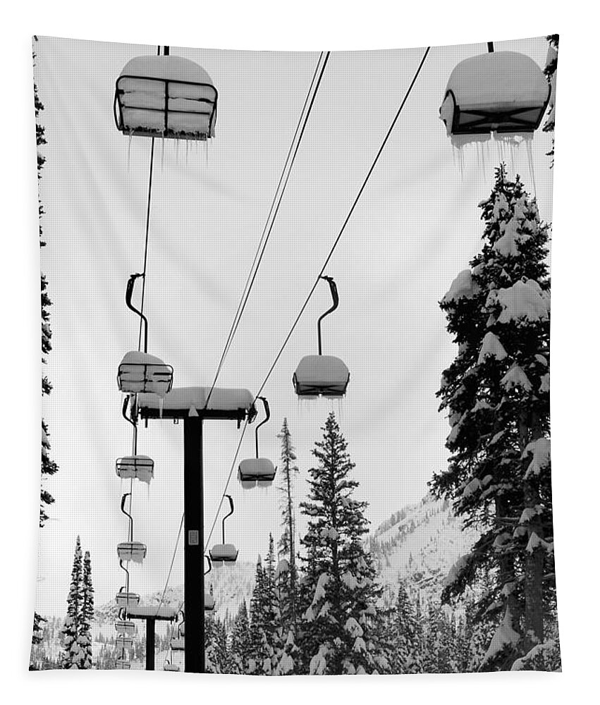 Chairlift Tapestry featuring the photograph Alta October by Brett Pelletier