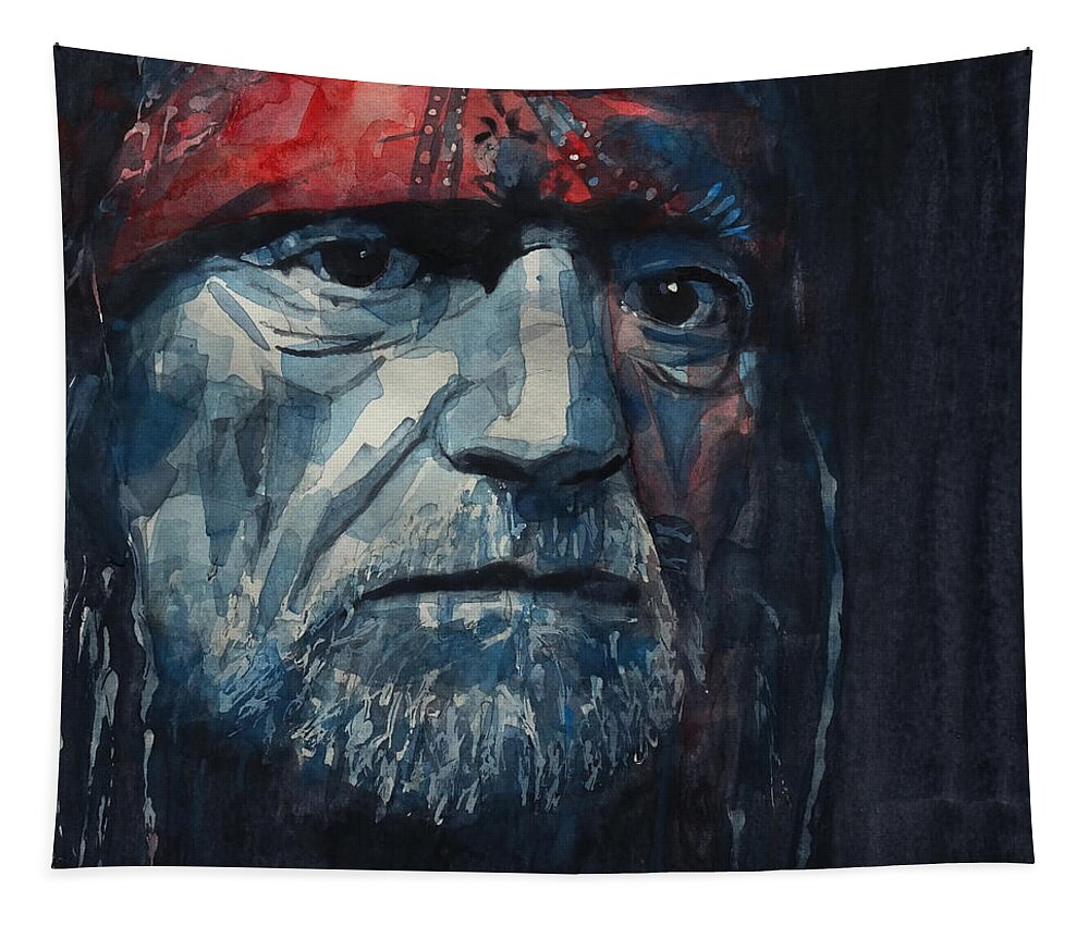 Willie Nelson Tapestry featuring the painting Always On My Mind - Willie Nelson by Paul Lovering