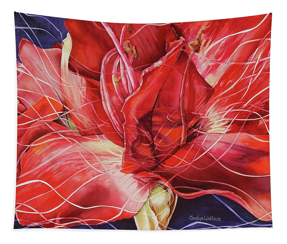Floral Tapestry featuring the painting Amaryllis 1 by Carolyn Coffey Wallace