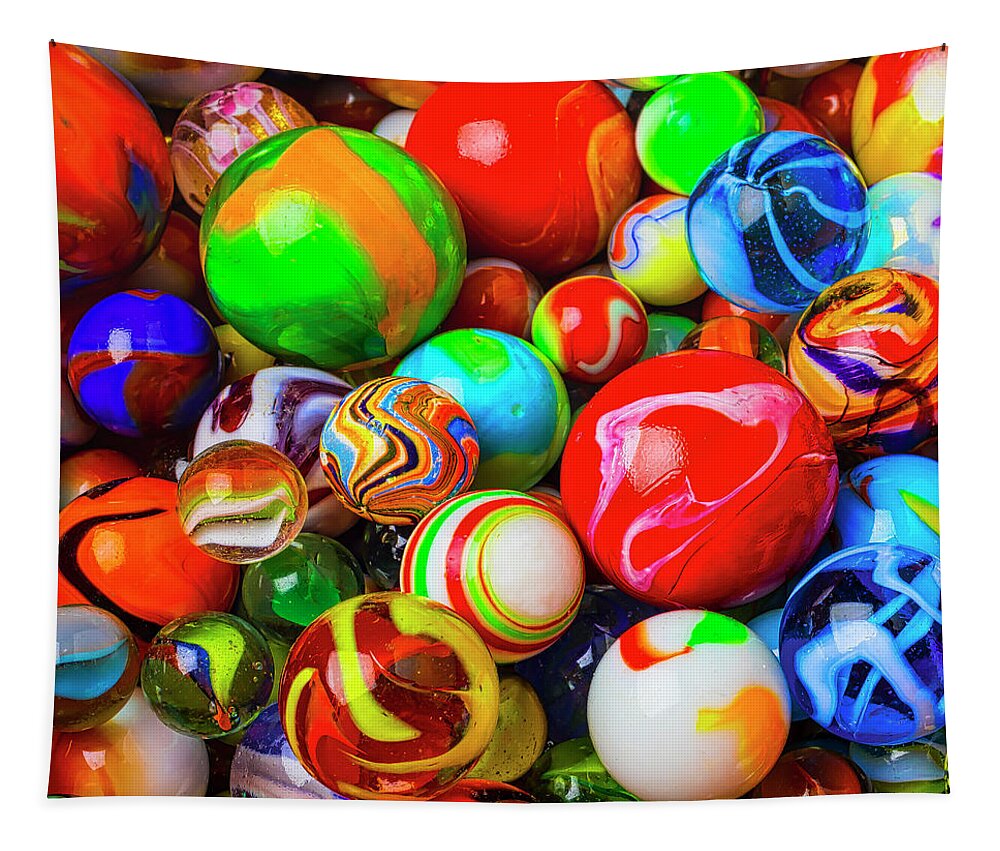 Marbles Tapestry featuring the photograph Amazing Colorful Marbles by Garry Gay
