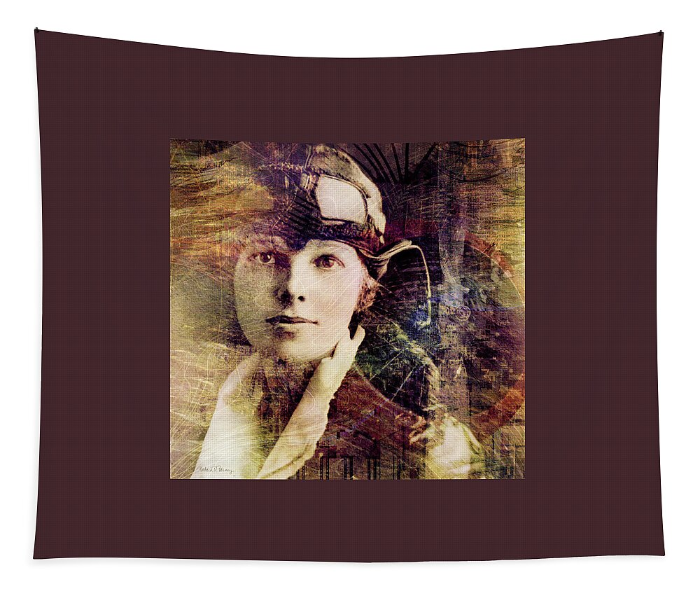 Amelia Earhart Tapestry featuring the digital art Amelia by Barbara Berney