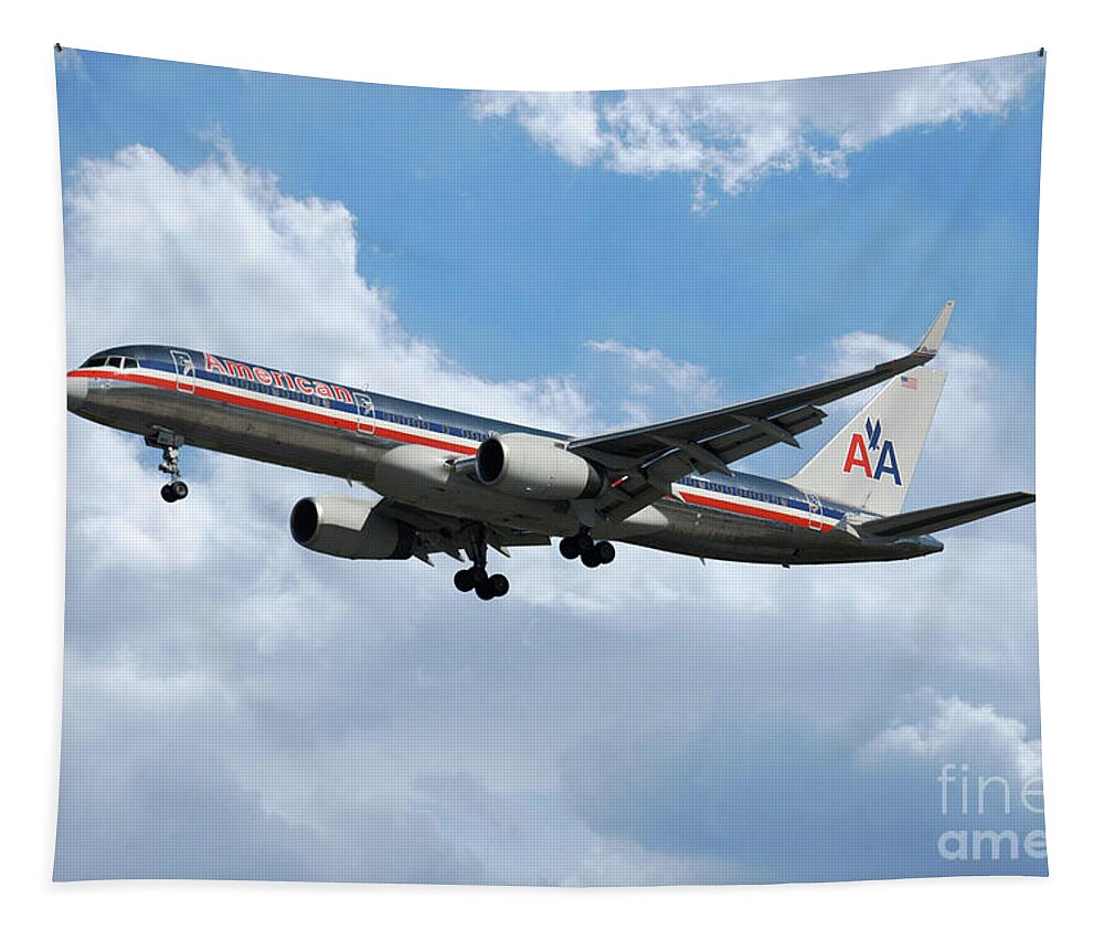 Boeing Tapestry featuring the digital art American Airlines Boeing 757 by Airpower Art