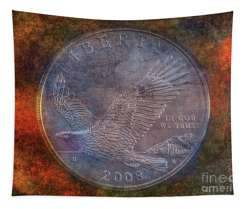 American Bald Eagle Silver Dollar Tapestry featuring the digital art American Bald Eagle Silver Dollar by Randy Steele