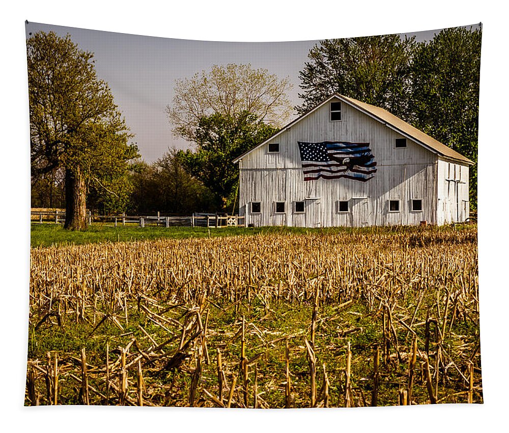 American Flag Tapestry featuring the photograph American Barn by Ron Pate