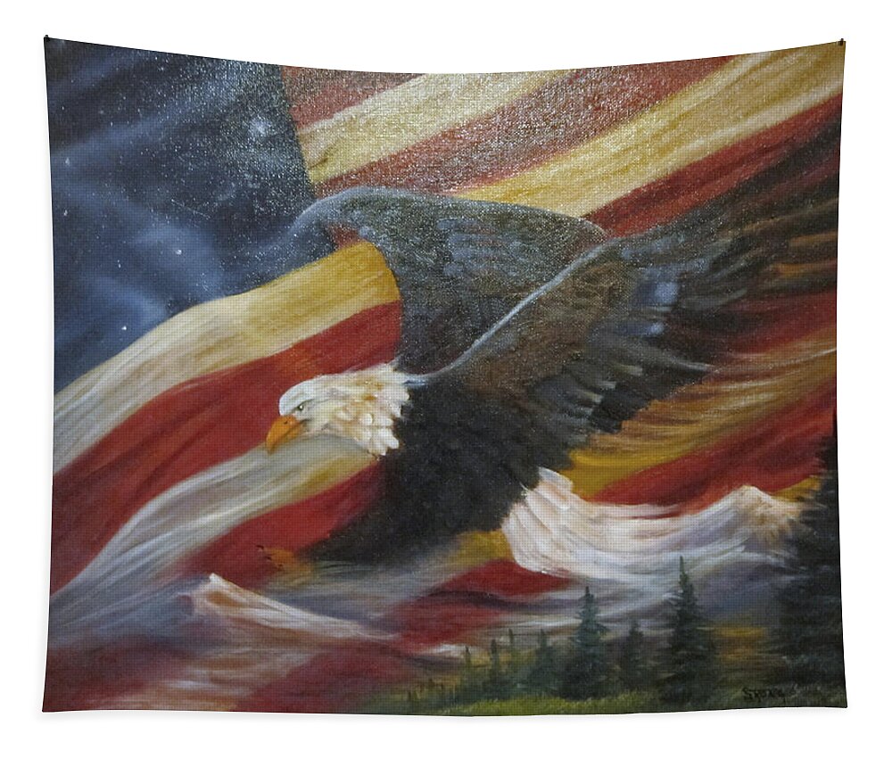 Curvismo Tapestry featuring the painting American Glory by Sherry Strong