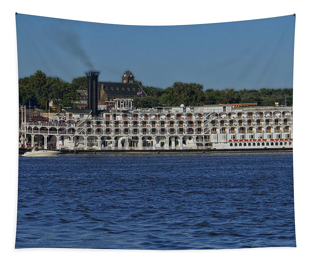 American Queen Tapestry featuring the photograph American Queen at Alton IL DSC06333 by Greg Kluempers