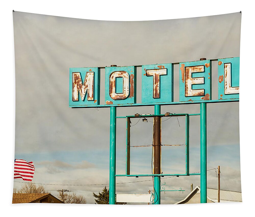 Old Tapestry featuring the photograph American Retro Motel Sign by James BO Insogna