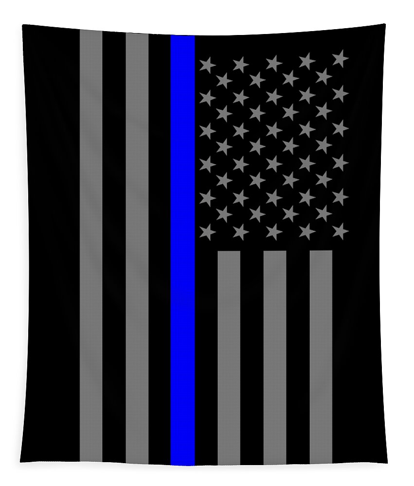 American Tapestry featuring the digital art American Thin Blue Line by Garaga Designs