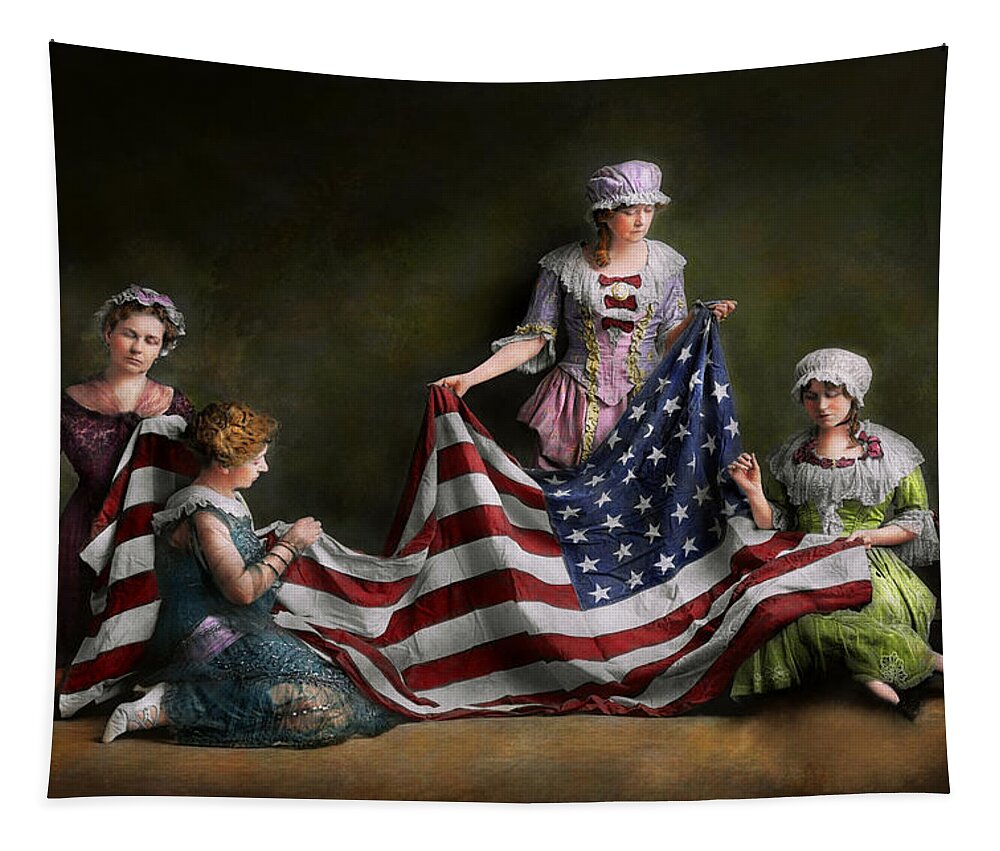 American Flag Tapestry featuring the photograph Americana - Flag - Birth of the American Flag 1915 by Mike Savad