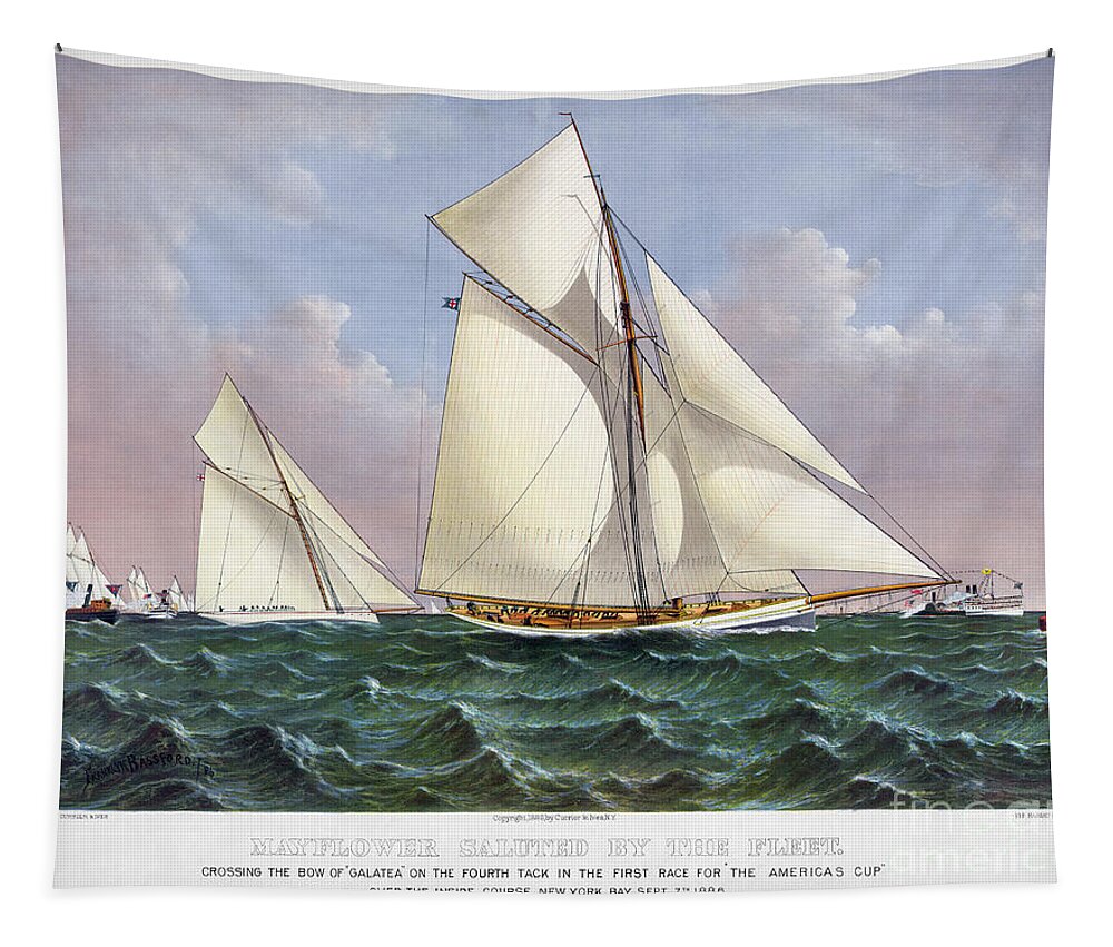 1886 Tapestry featuring the drawing Americas Cup, 1886 by Granger