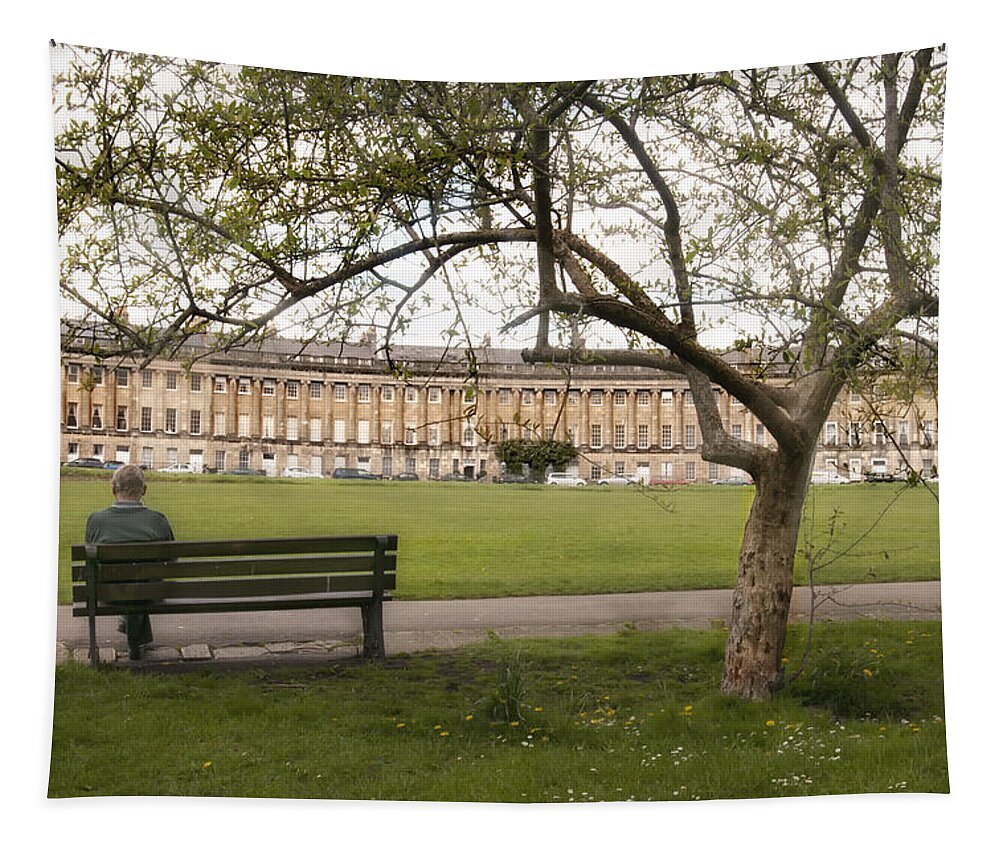 Bath Tapestry featuring the photograph An Afternoon At The Royal Crescent by Peggy Dietz
