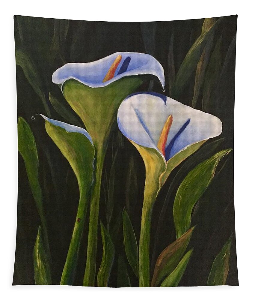 Lily Tapestry featuring the painting An Evening With Calla by Jane Ricker