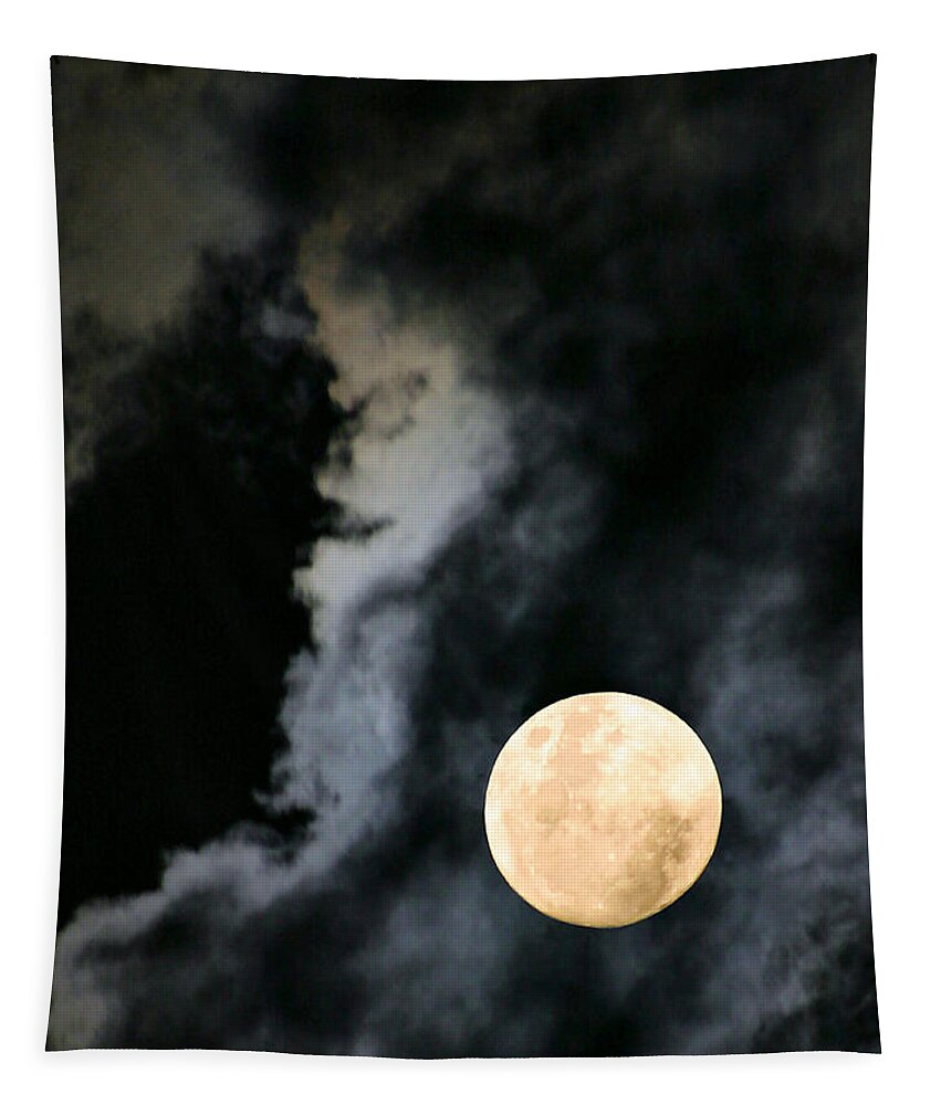 Full Moon Tapestry featuring the photograph An Evil Face in the Clouds by Kristin Elmquist