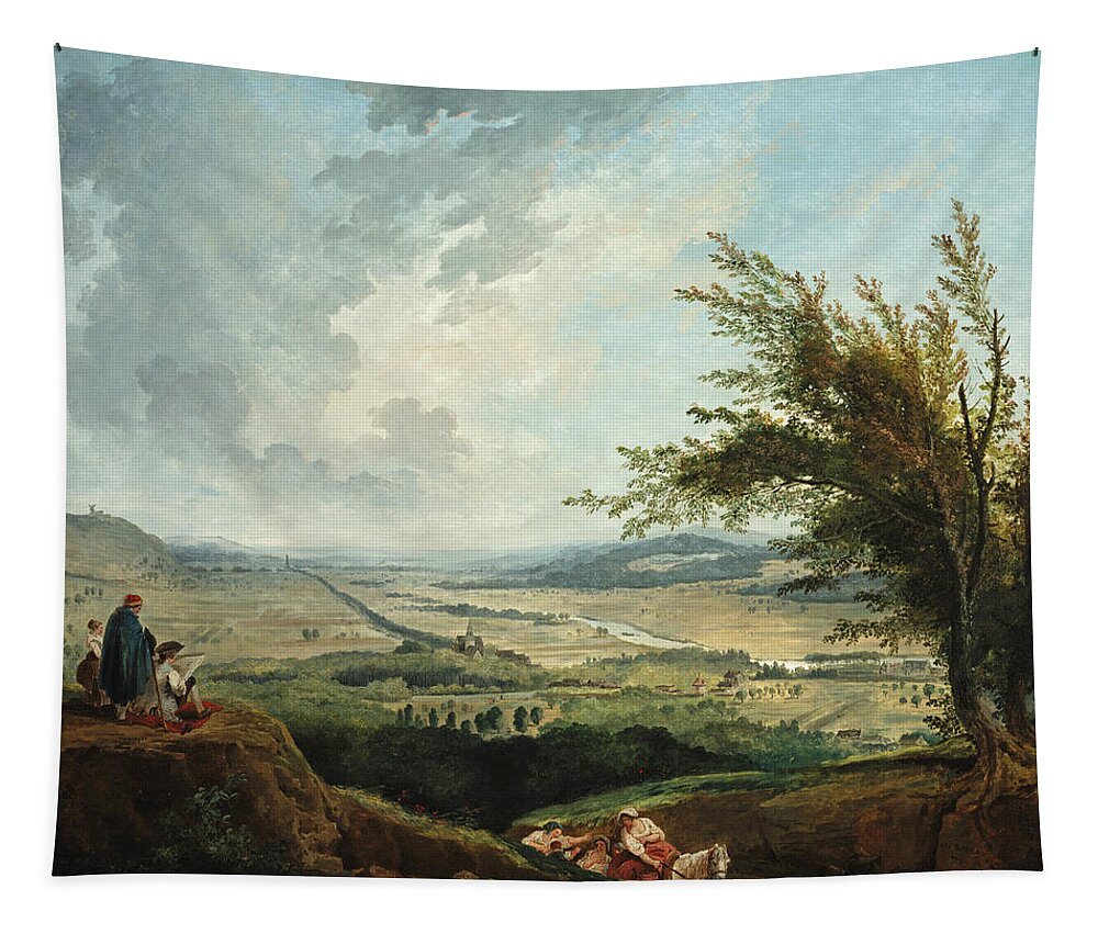 Hubert Robert Tapestry featuring the painting An Extensive Landscape near Paris by Hubert Robert
