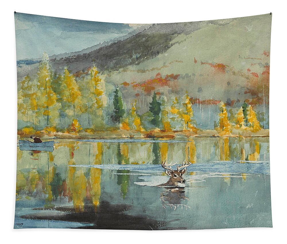 Winslow Homer Tapestry featuring the painting An October Day by Winslow Homer