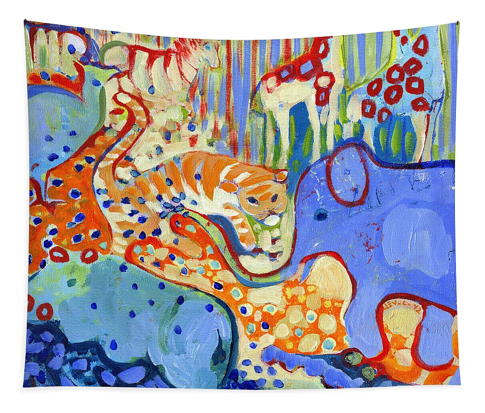 Zoo Tapestry featuring the painting And Elephant Enters the Room by Jennifer Lommers