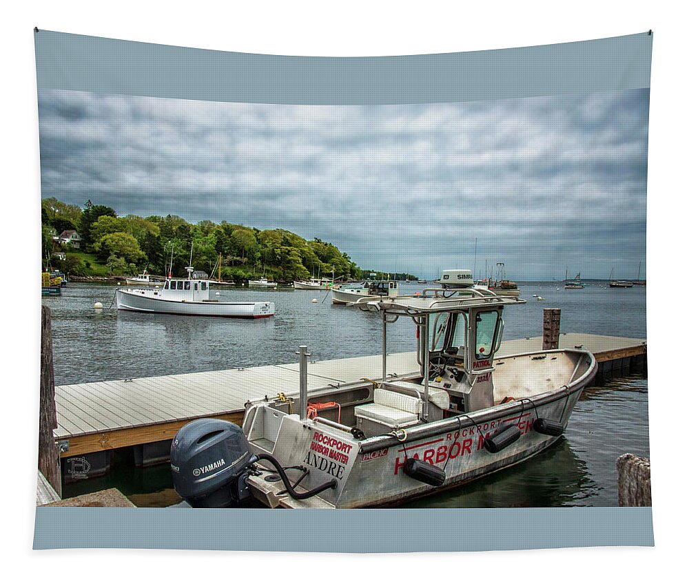 Rockport Maine Public Landing Tapestry featuring the digital art Andre by Daniel Hebard