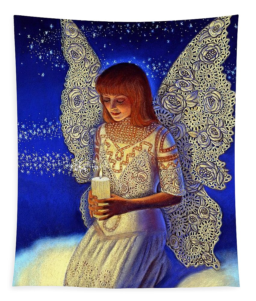 Fantasy Tapestry featuring the painting Angel Prayer by Sue Halstenberg