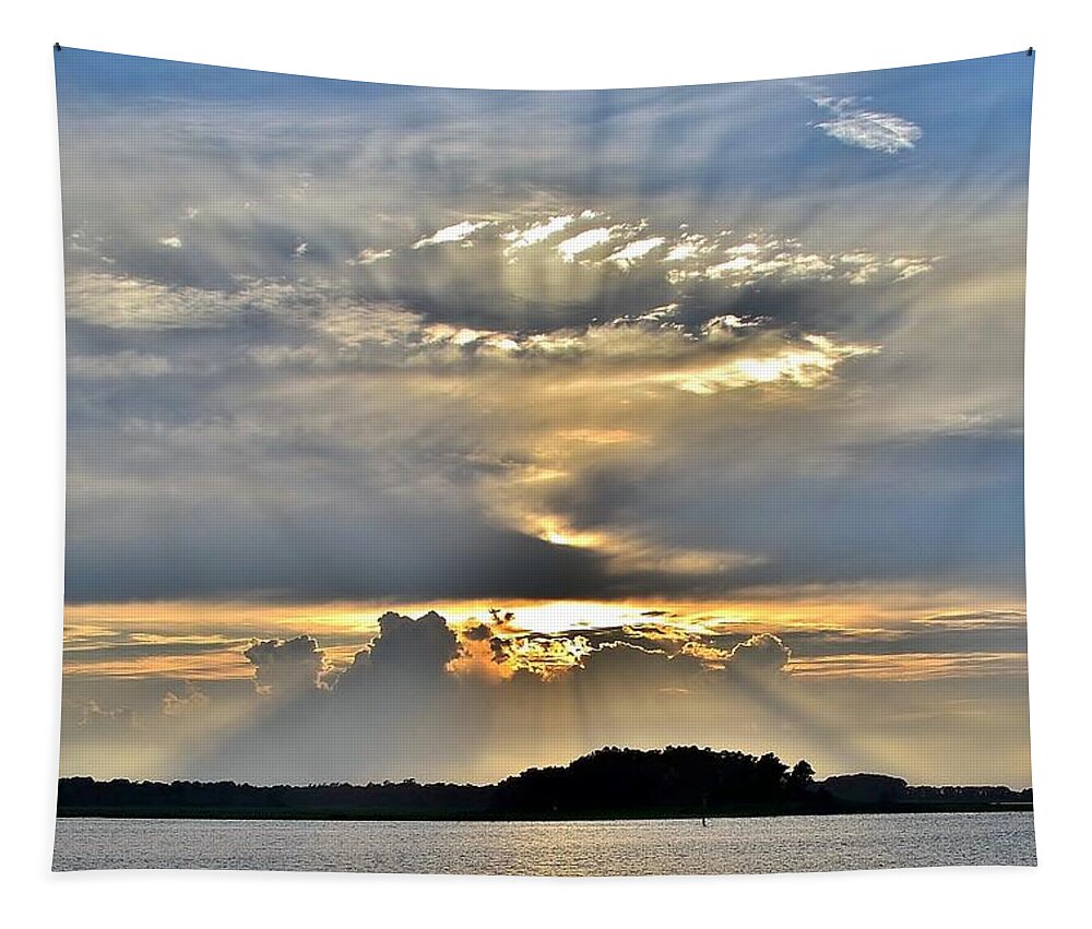 Sunset Tapestry featuring the photograph Angel Ray Sunset by Kim Bemis