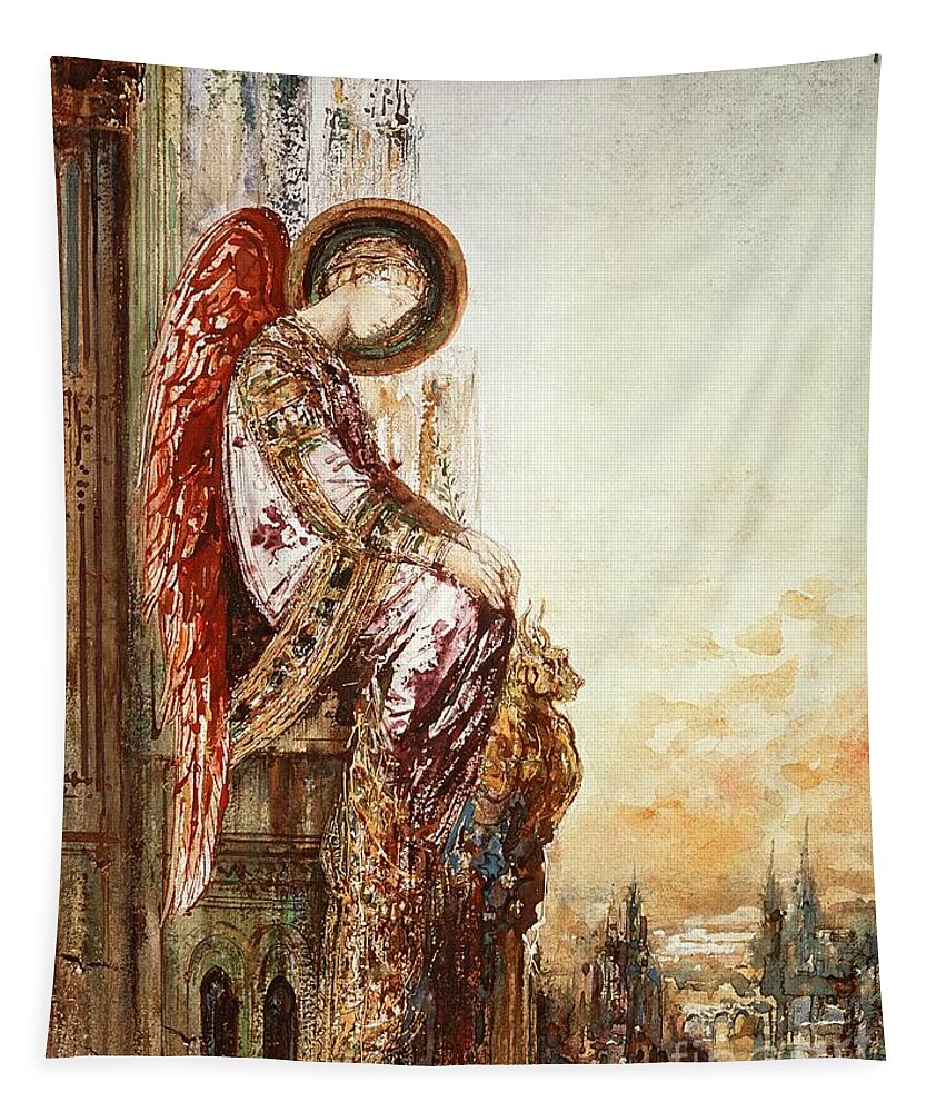Angelic Tapestry featuring the painting Angel Traveller by Gustave Moreau
