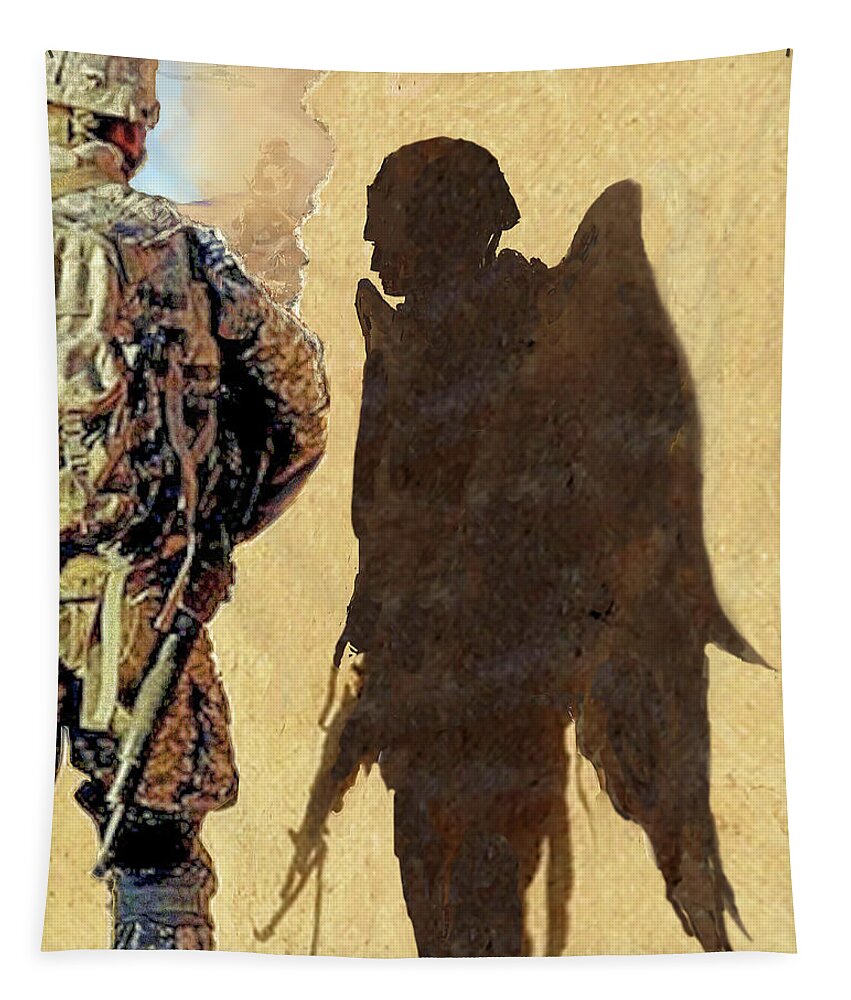 Military Art Tapestry featuring the painting Angel Waiting by Todd Krasovetz